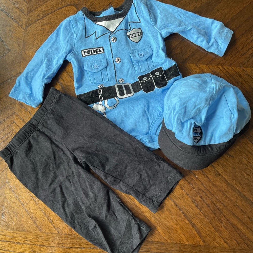 Baby police officer cop detective costume with hat 3/6 months - Picture 3 of 6